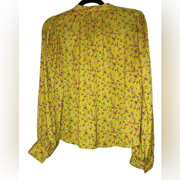 Levi’s Yellow Pink Floral Marianna Button Down Long Sleeve Blouse Bow Collared - Picture 4 of 5